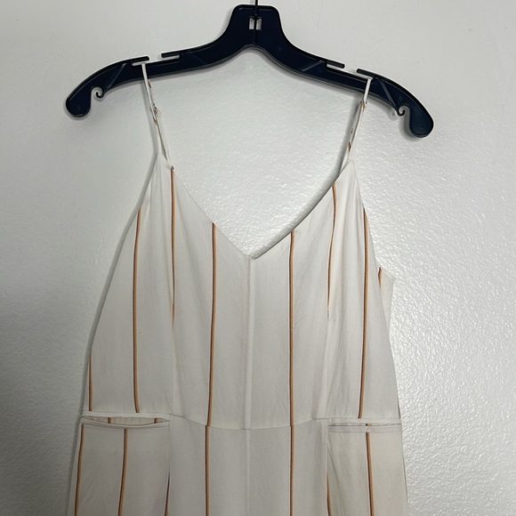 Anthropologie The Essential White Striped Linen Blend Crop Jumpsuit Size 2 - Picture 4 of 8